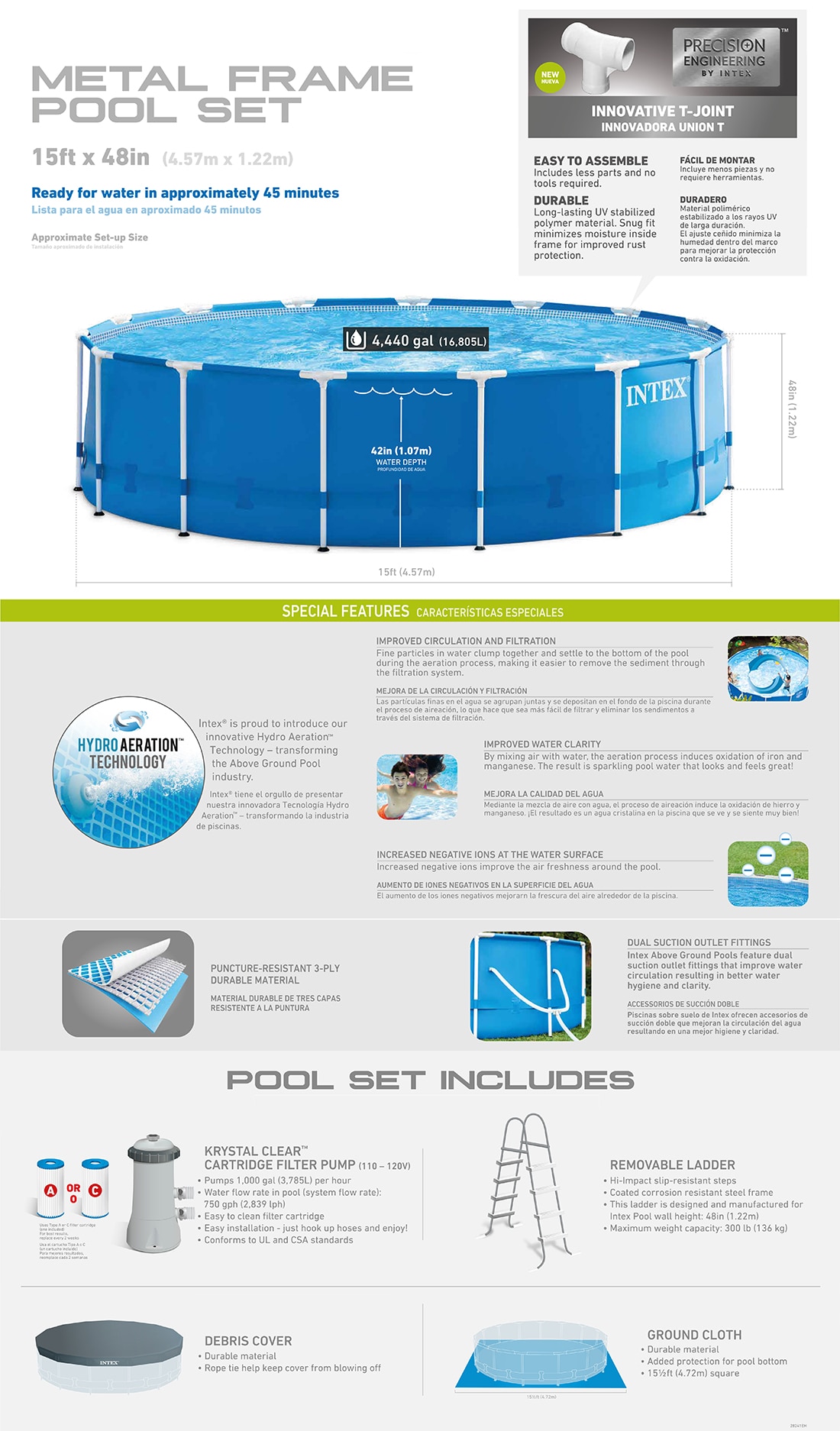 15ft X 48in Metal Frame Pool Set