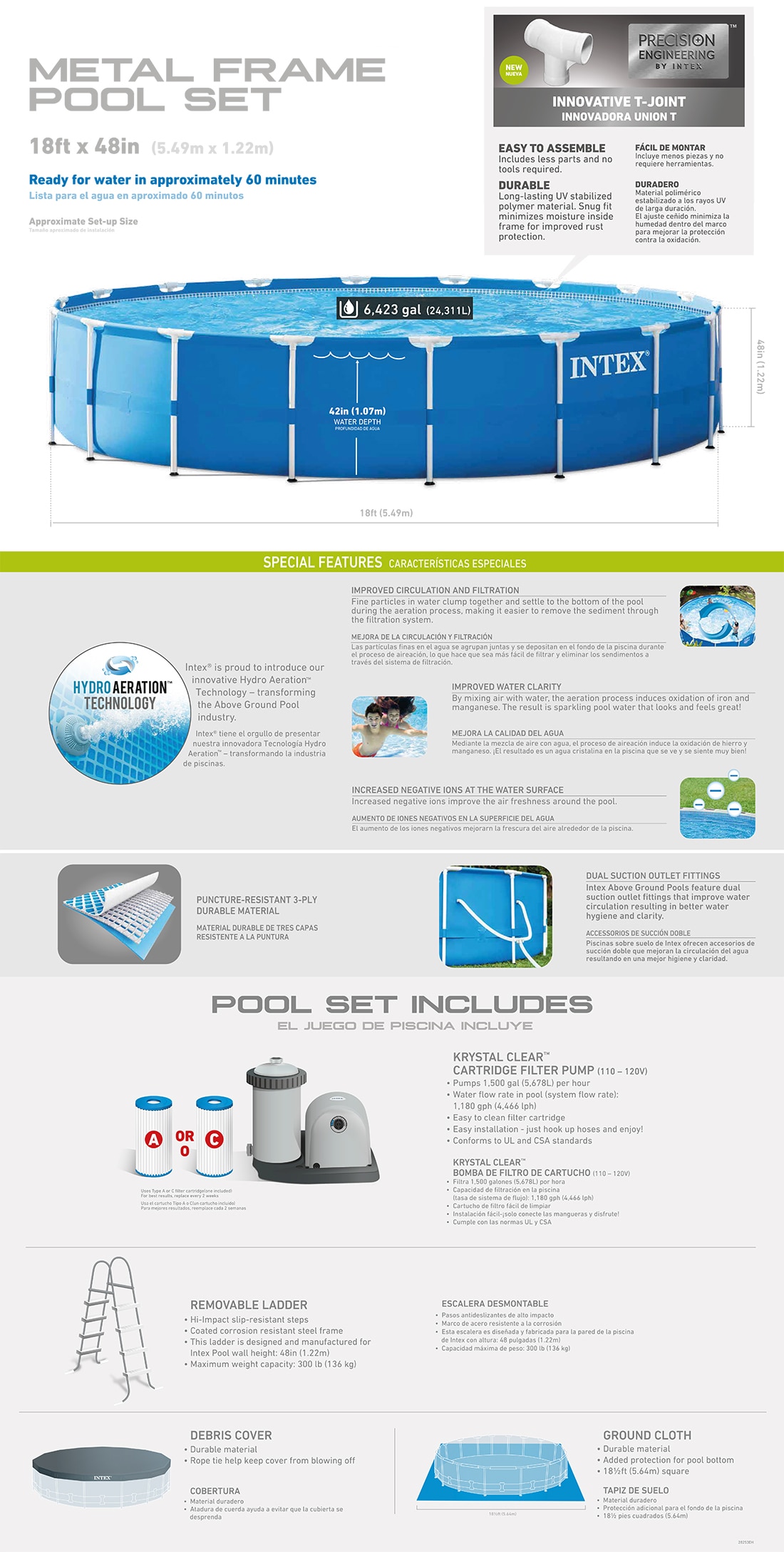 18ft X 48in Metal Frame Pool Set